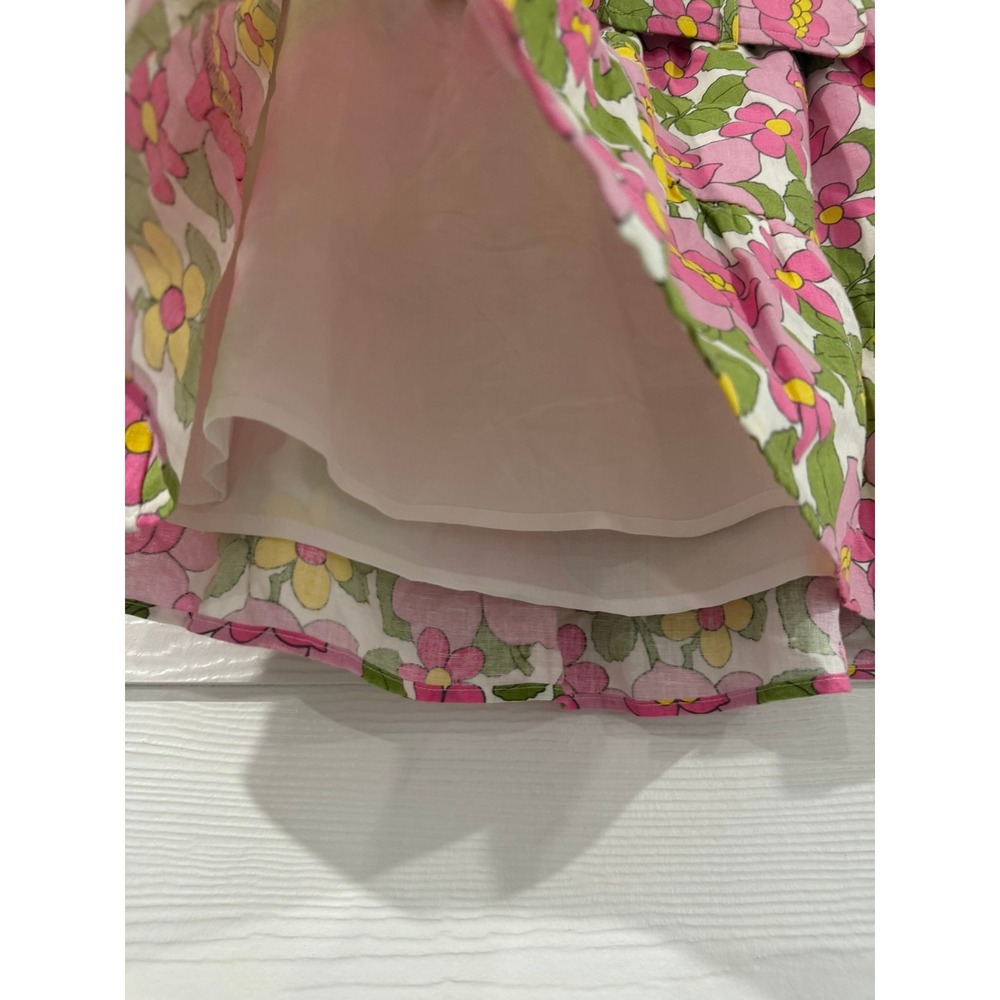 #B- 007- Floral Crop Top and Belted Mini Skirt Set Pink Yellow Retro 2 Piece - Picture 7 of 11